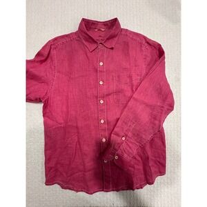 Tommy Bahama Linen Long Sleeve Button Down Shirt Red Medium